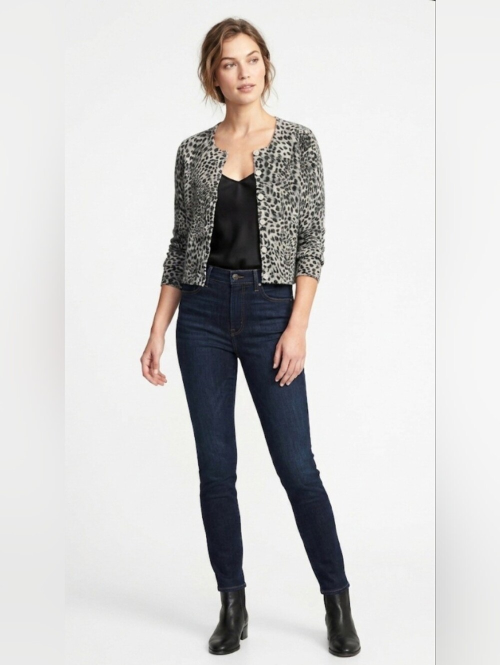 Line 100% Ultra Soft Cashmere Leopard Print Cardigan. 18ptp.  Vintage